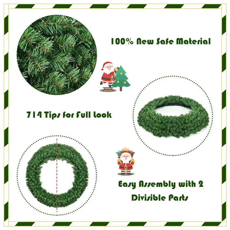 48-Inch Cordless Pre-Lit Artificial Christmas Wreath for Indoor or Outdoor Use