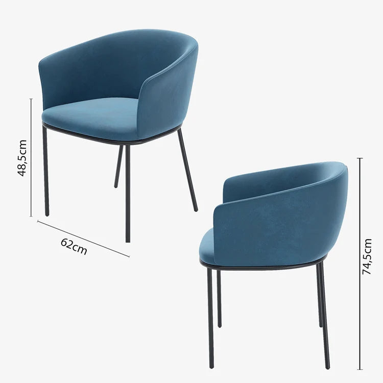 Lot de 2 fauteuils de salle manger en velours bleu Andr a