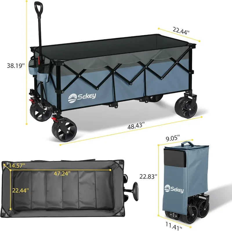 Sekey Extended Travel Cart 48¡å Foldable Garden & Utility Wagon, 440 lb Load Limit, 300L Capacity