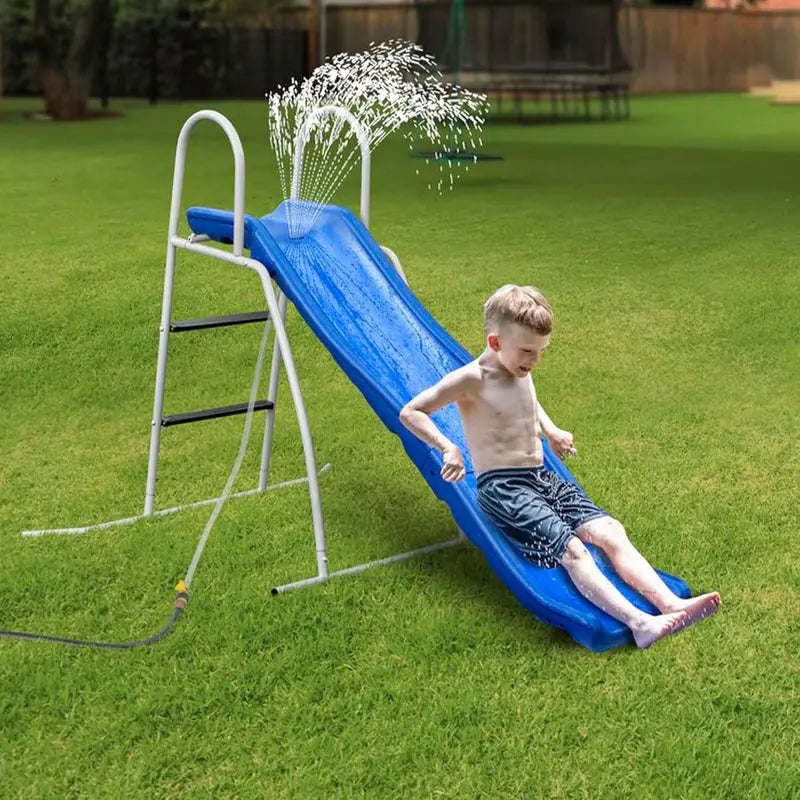 6-Foot Freestanding Water Wave Slide Built-In Adjustable Sprinkler, Ground Pad & Hose Extension for Kids Ages 38