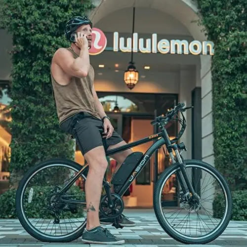 Jasion EB5 500W Electric Bike for Adults 40 Miles, 20MPH, 7-Speed, 26″ Tires, Front Suspension