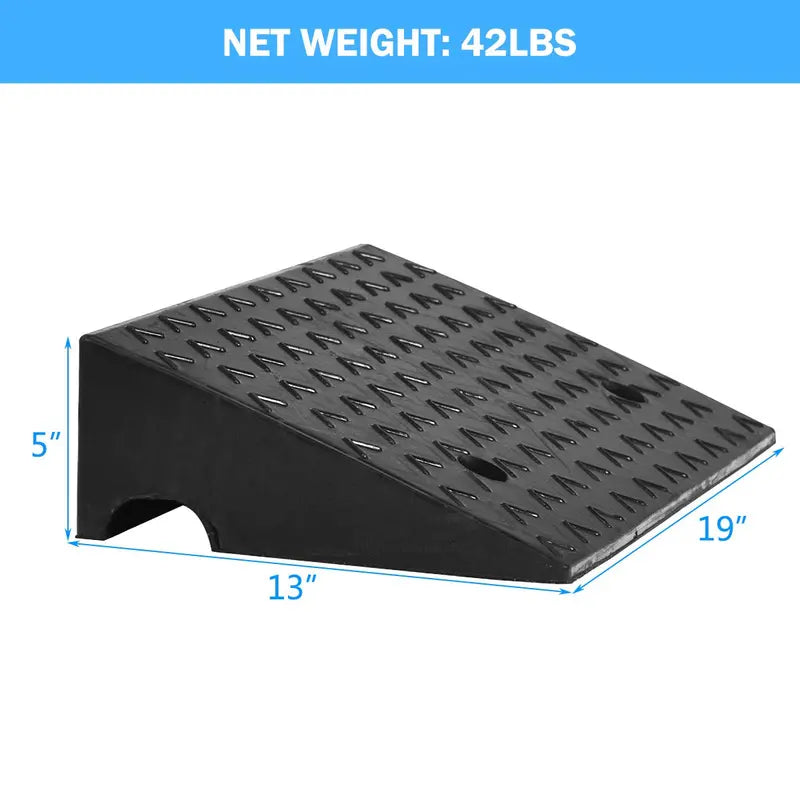 Dual Rubber Curb Ramps 5-Inch Rise, Lightweight Threshold Assist for Vehicles