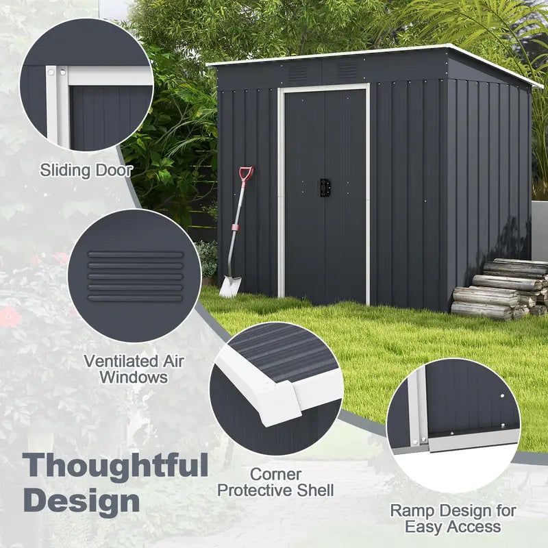 Freestanding Outdoor Storage Shed Includes Reinforced Floor Base for Yard or Garden Organization
