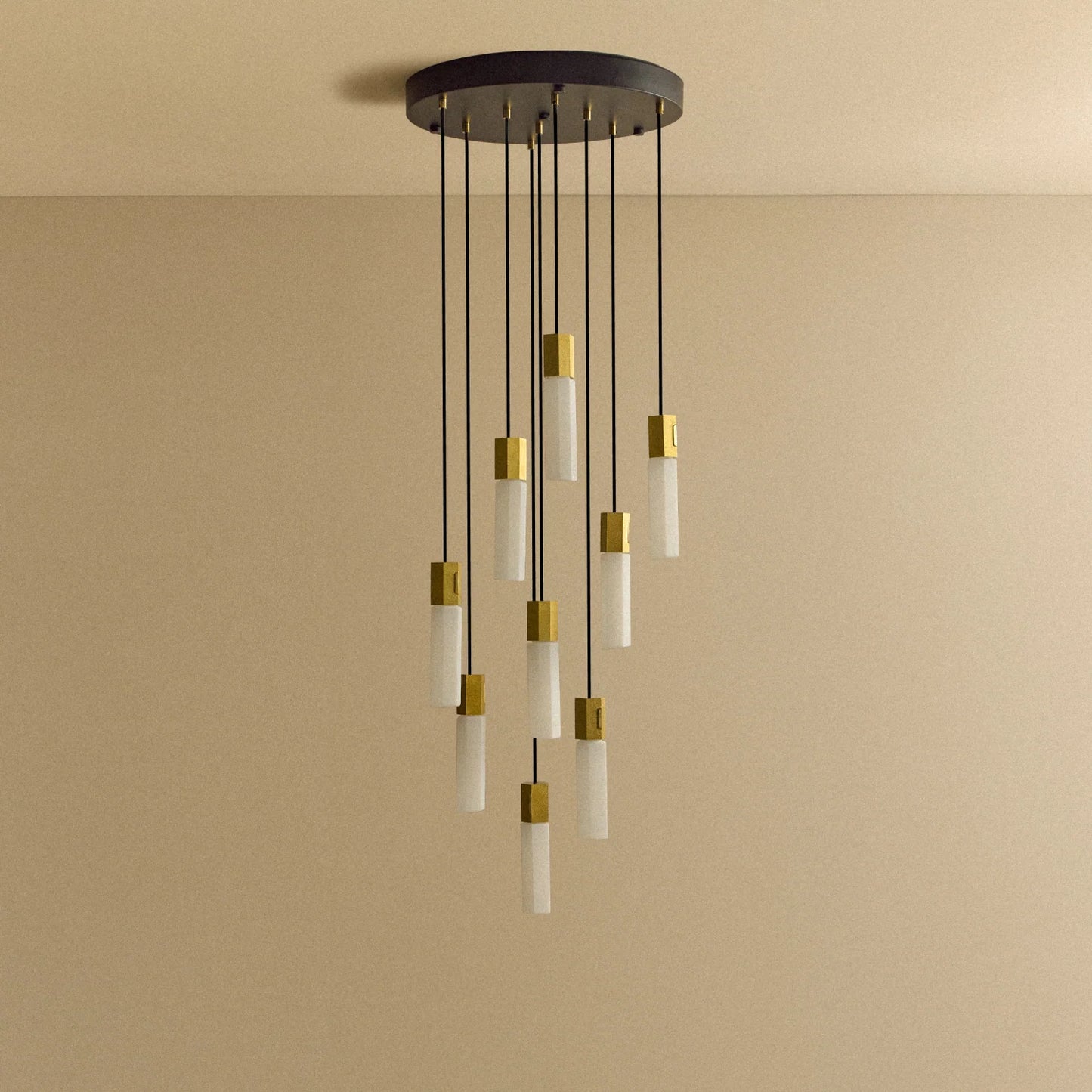 Basalt Nine Pendant in Brass