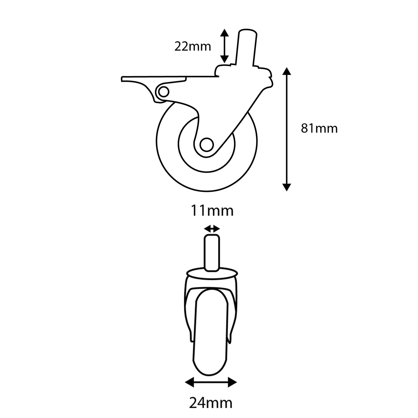 Roues ROLLER BRAKE pour chaises ergonomiques