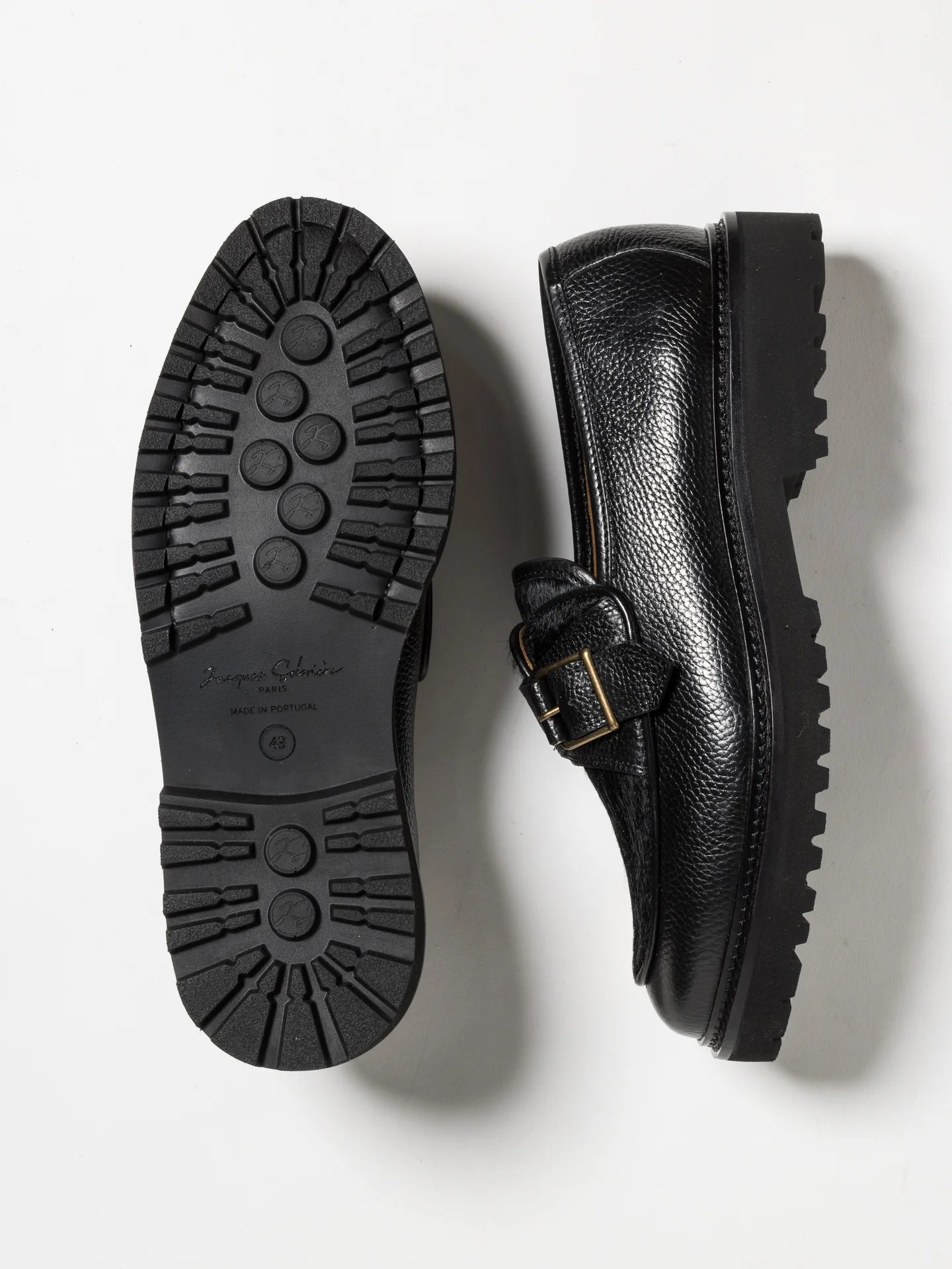 TOMMY LUG HAIRY CALF BLACK