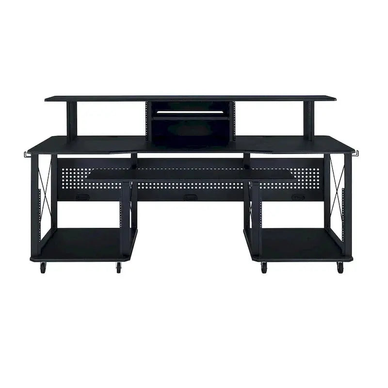 Mobile Rectangular Music Desk 8 Swivel Casters + Dedicated Keyboard Tray