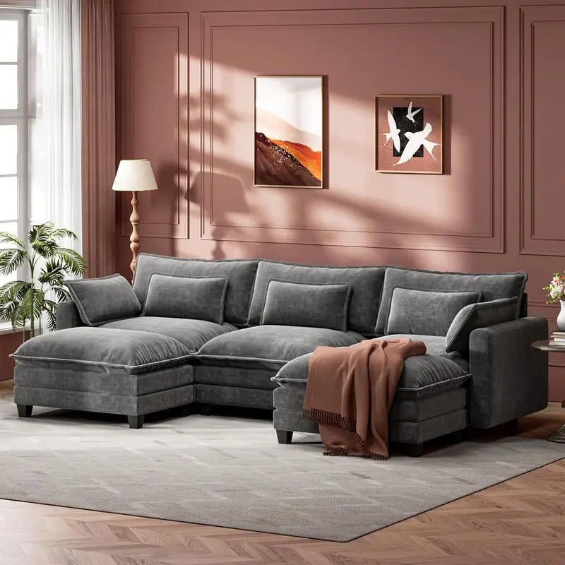 Marsail 110.6-Inch U-Shaped Modular Sectional Sofa — Modern Cloud-Like Comfort
