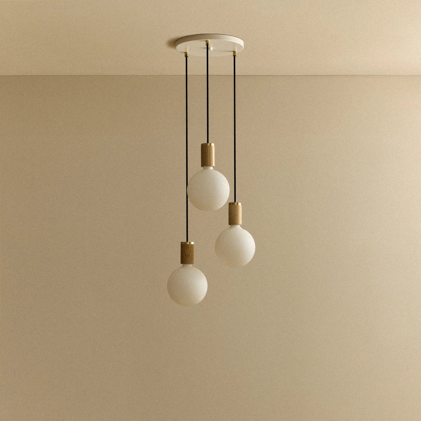 Triple Pendant in Oak + Sphere IV