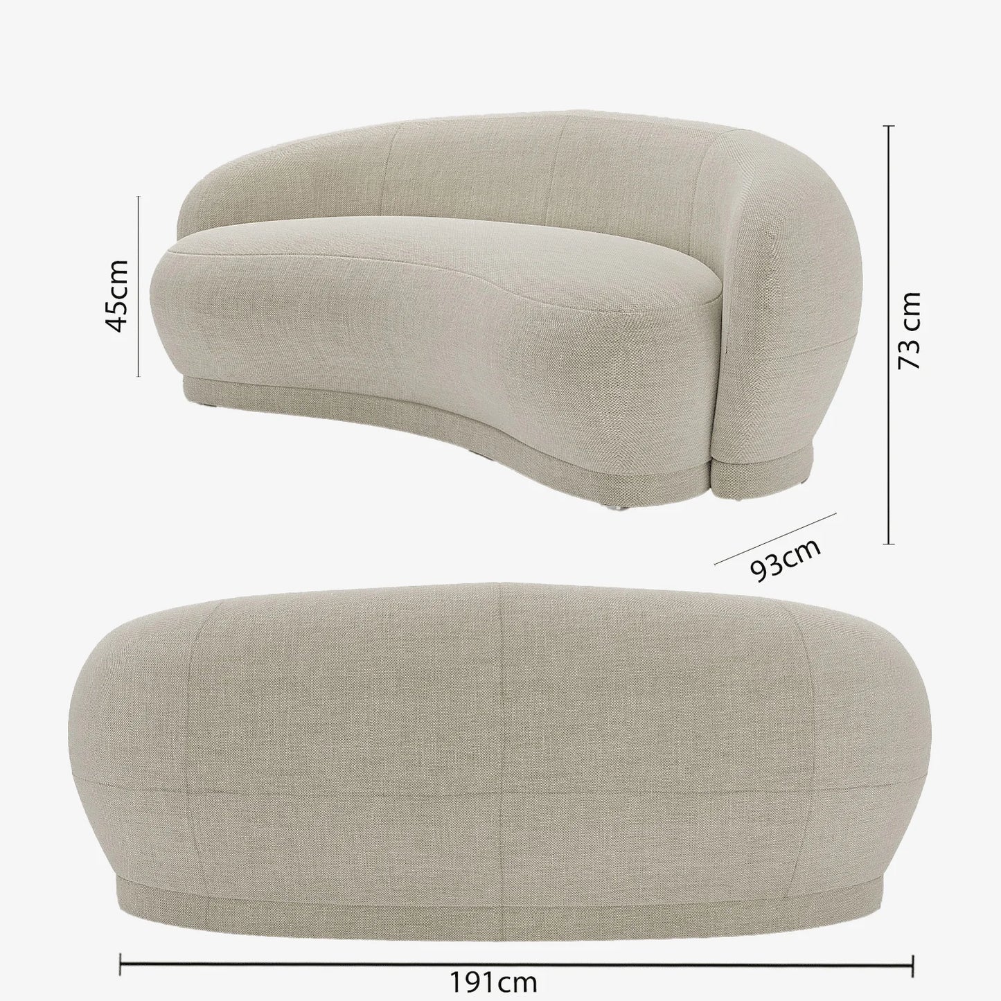 Canap design tissu beige Bianca