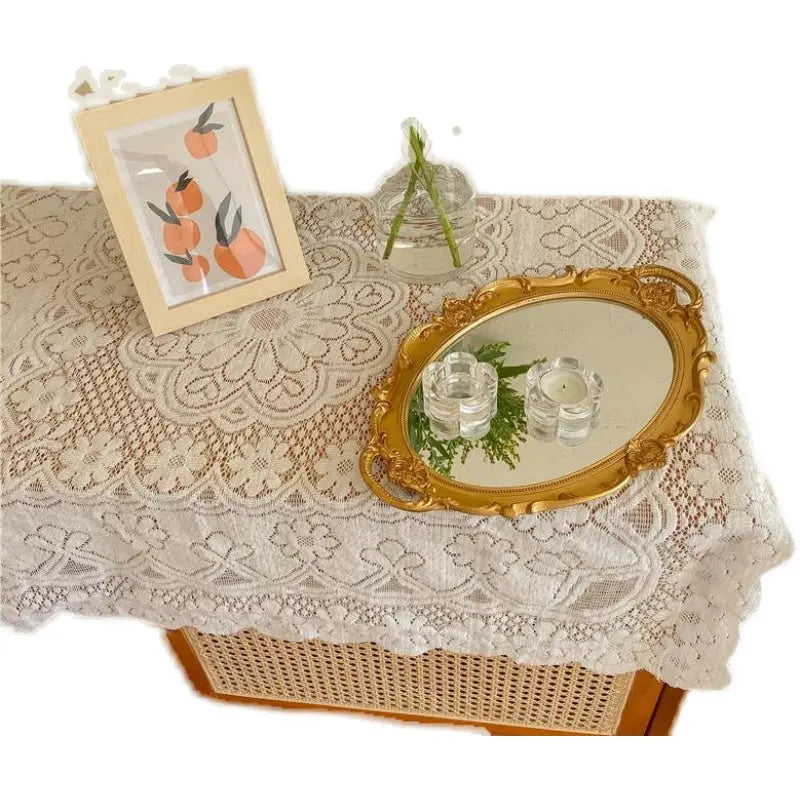 Minimalist Korean Sweet-Style Lace Table Cover for Round and Rectangular Tables