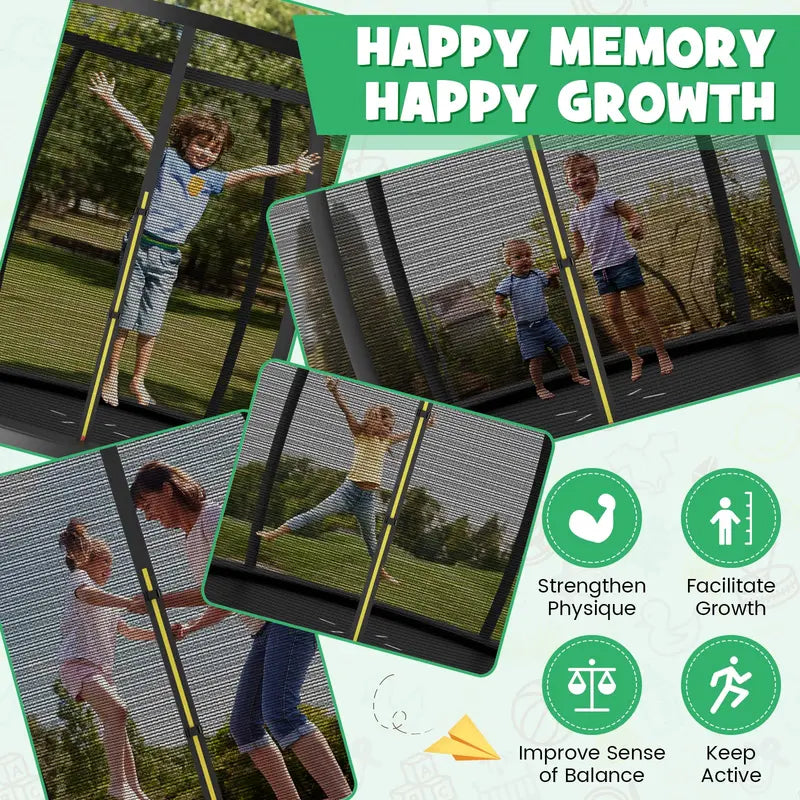 8FT / 10FT / 12FT Outdoor Trampoline 400 lb Capacity Enclosed Recreational Bounce Platform