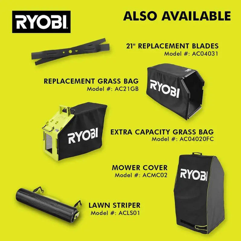 Ryobi 40V HP Self-Propelled AWD Lawn Mower 21-Inch Whisper Series Cordless Mower with Two 6.0Ah Batteries & Charger