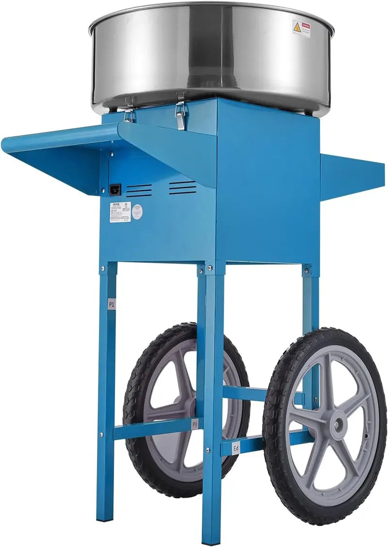 Commercial-Grade Cotton Candy Machine with Cart 1000W Stainless Steel Floss Maker, Includes Scoop & Sugar Drawer, Pink Finish