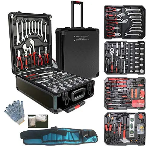 799-Piece Aluminum Household Tool Trolley Modular Rolling Workbench for Home or Workshop Organization