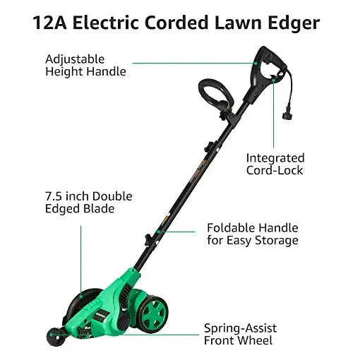 Denali 12-Amp 7.5-Inch Double-Blade Corded Lawn Edger for Clean, Professional Yard Borders