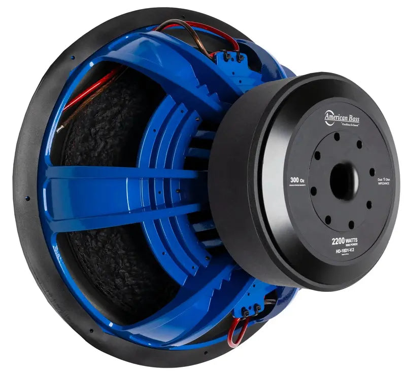 American Bass HD 18″ Subwoofer, 2000W RMS, Dual 1 Ohm Voice Coil, Black, Kevlar Cone