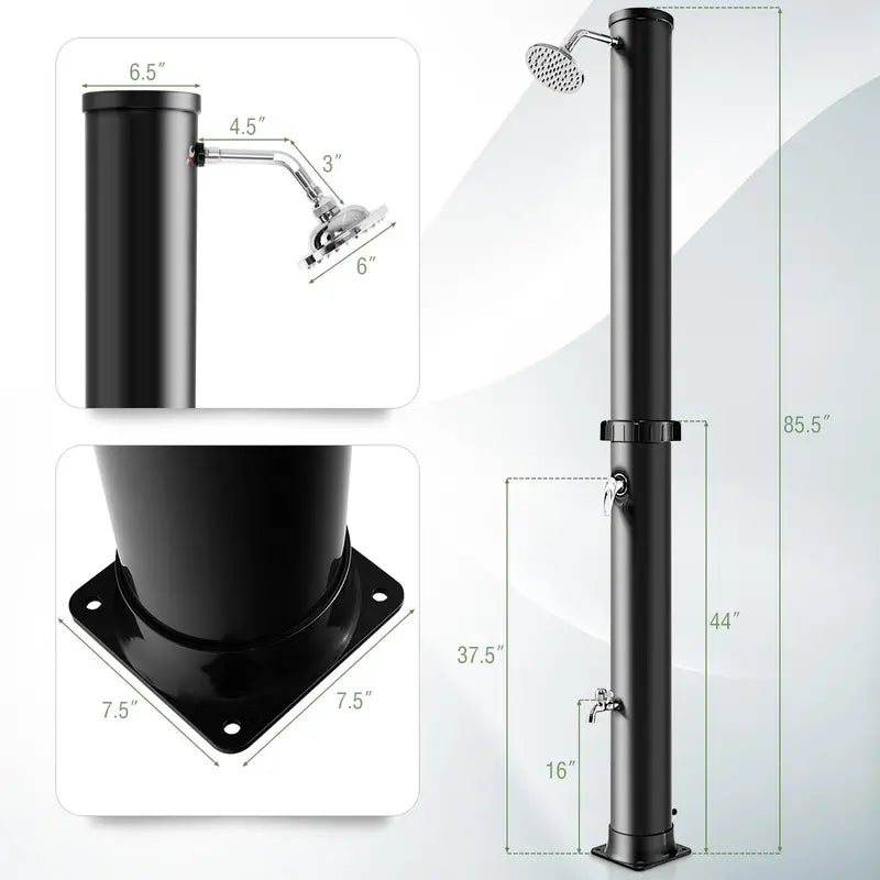 10-Gallon Freestanding Solar Outdoor Shower 7.2 FT Height with Rotating Head