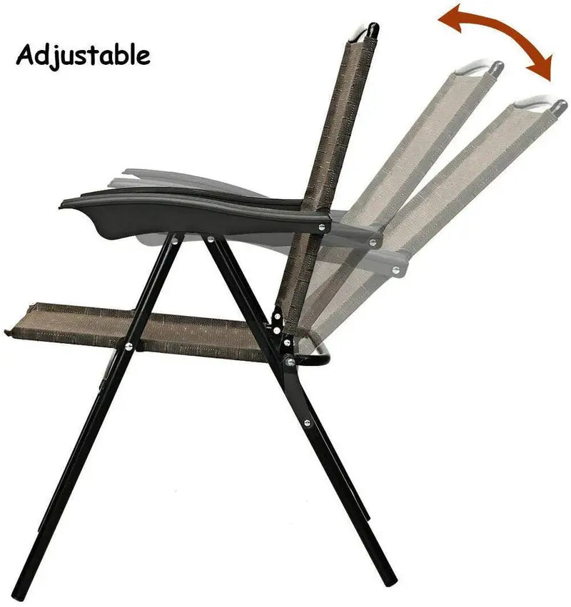 Set of 2 Foldable Sling Chairs for Indoor, Patio, Garden, or Poolside Use