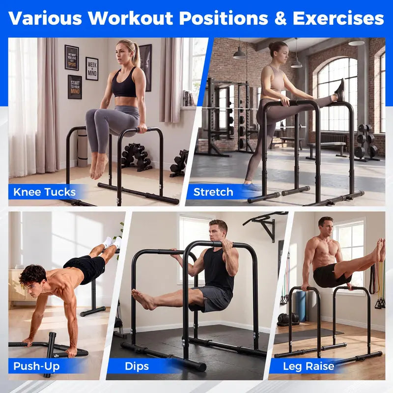 Heavy-Duty Parallettes 660-LB Load Capacity Dip & Push-Up Station