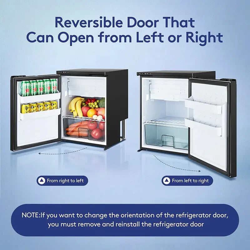 12V RV Refrigerator Freezer 2.3 cu ft / 65L Compact Dual-Zone Portable Fridge