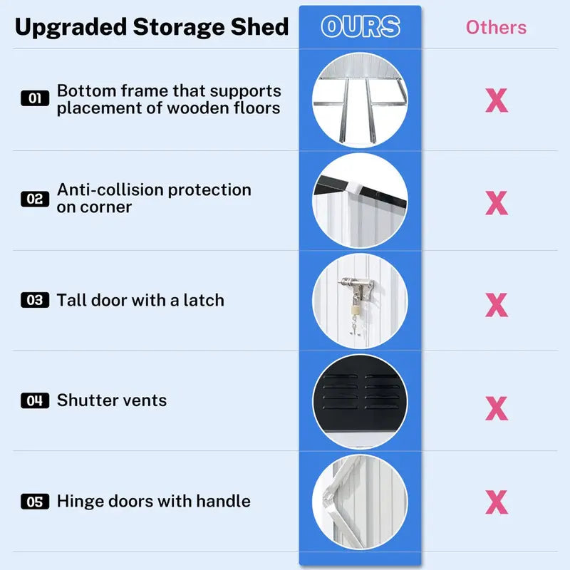 Seizeen 6 X 4 Outdoor Metal Storage Shed, Tools Storage Shed with Lockable Doors