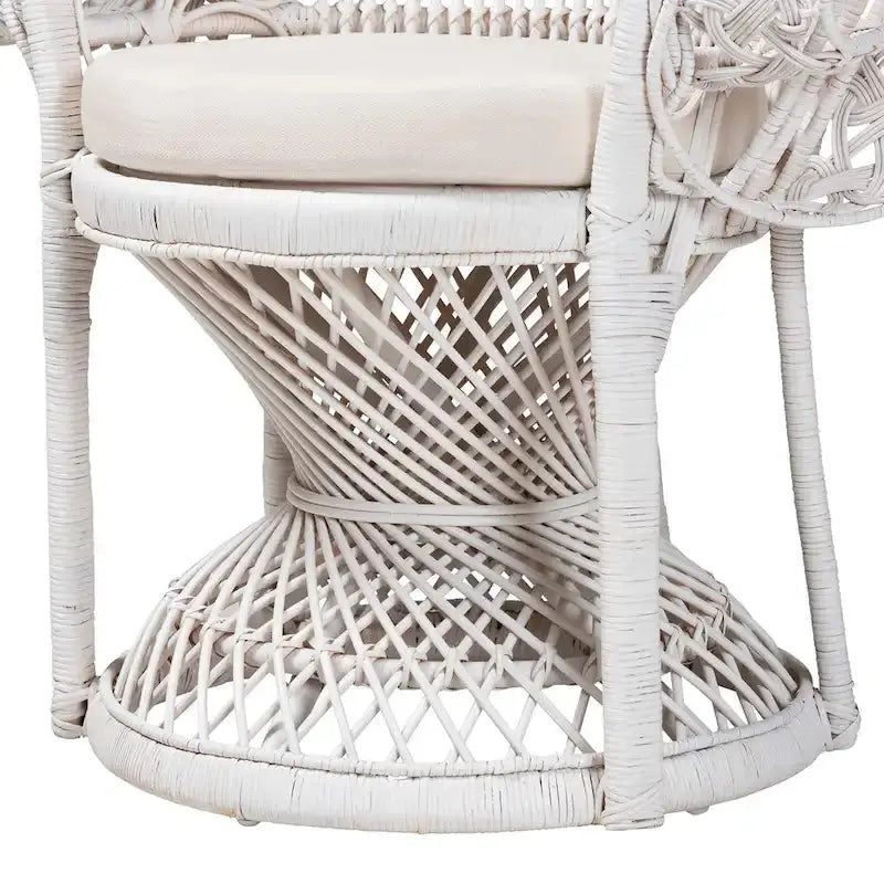 Kallima Bohemian Peacock Chair Handwoven White Rattan Statement Seating