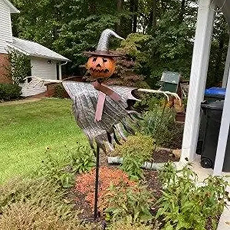 Handcrafted Halloween Scarecrow with Jack-O’-Lantern Accent
