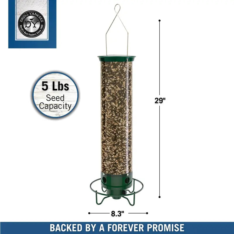 Droll Yankees Flipper Squirrel-Proof Tube Bird Feeder, Green