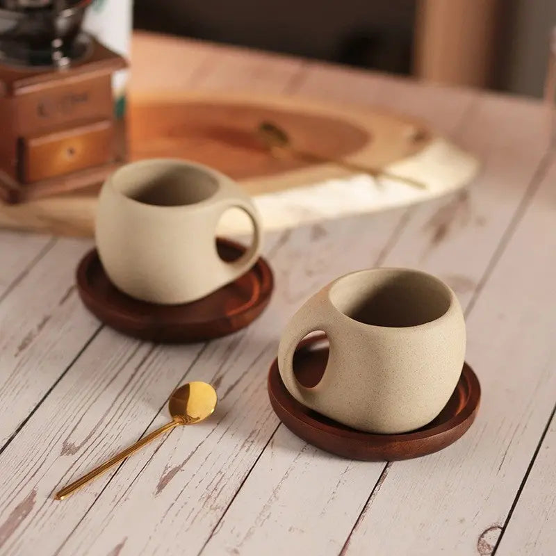Minimalist Ceramic Espresso Set 250ml Mug, Saucer & Spoon Included
