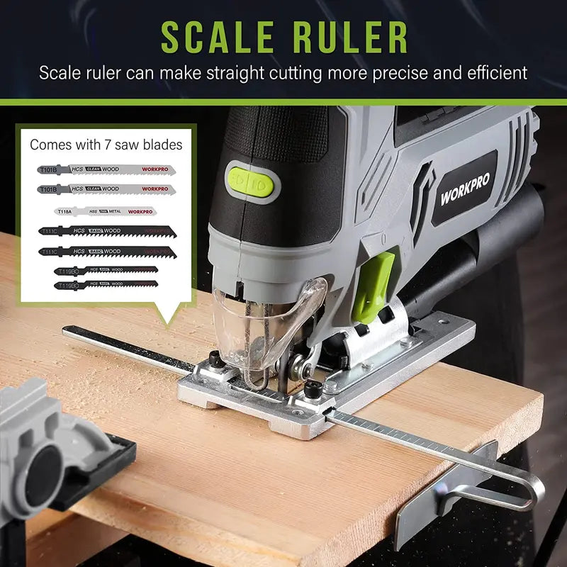 WORKPRO 6.5-Amp Corded Jigsaw 850W Variable-Speed Electric Jig Saw with Tool Kit