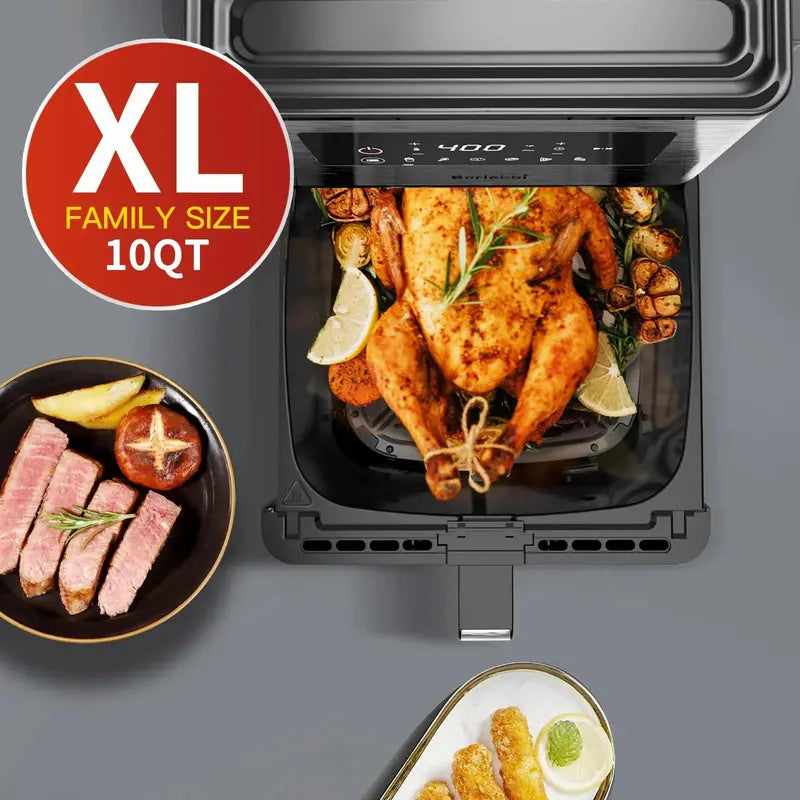 Borlebbi 10-Quart 1700W Family-Sized Air Fryer Large-Capacity Countertop Oven