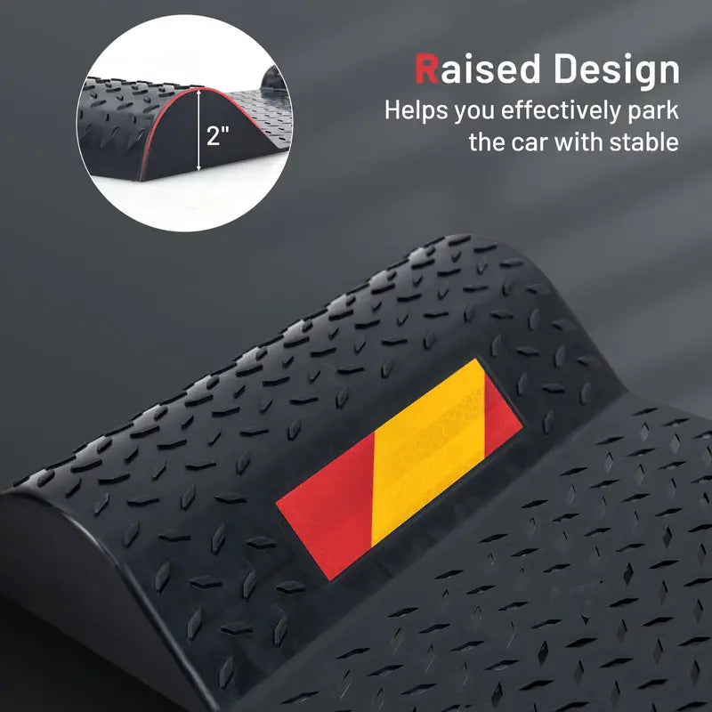 Garage Parking Mat Set 2-Pack Wheel Stoppers with Dual Mounting Options