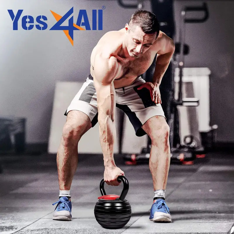 Yes4All Adjustable Kettlebell System Modular Weight Set with Interchangeable Handles & Grips for Versatile Strength Training