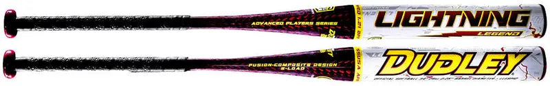 Dudley Lightning Legend 2.0 34/27 Slowpitch Softball Bat, White/Red, Fusion Composite, 12″ Barrel, End-Loaded