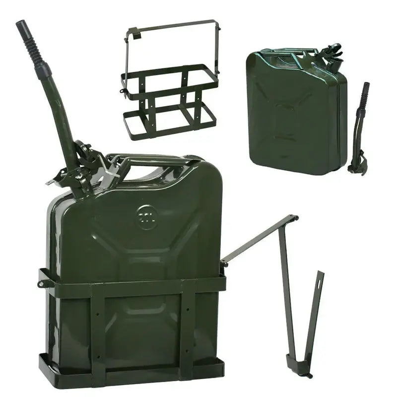 20-Liter (5-Gallon) Steel Jerry Can with Mounting Bracket Green Fuel Container
