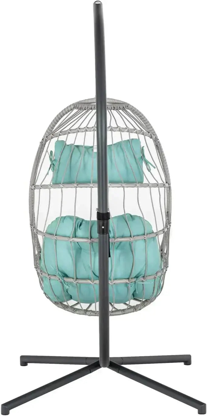Yechen All-Weather Wicker Egg Hanging Chair with Stand — Indoor/Outdoor Swinging Seat