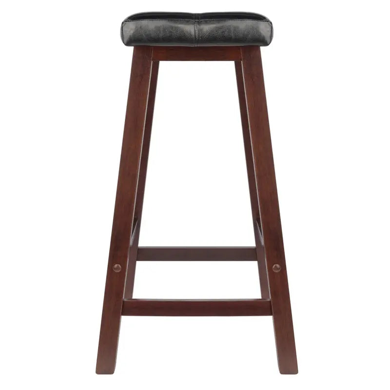 Winsome Wood Mona Cushion Saddle Seat Counter Stool, Black and Walnut