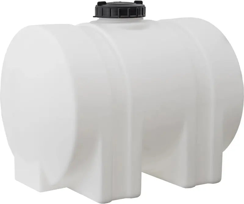 Horizontal Polyethylene Water Storage Tank 550-Gallon Reservoir with Support Legs, USA-Made, Corrosion-Resistant