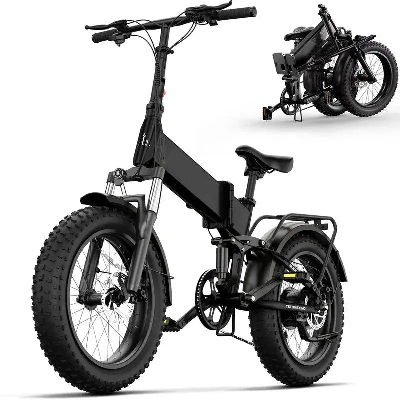 48V 13Ah Foldable Fat-Tire E-Bike 750W Motor, 20-Inch Wheels, LCD Display, One-Step Folding Frame