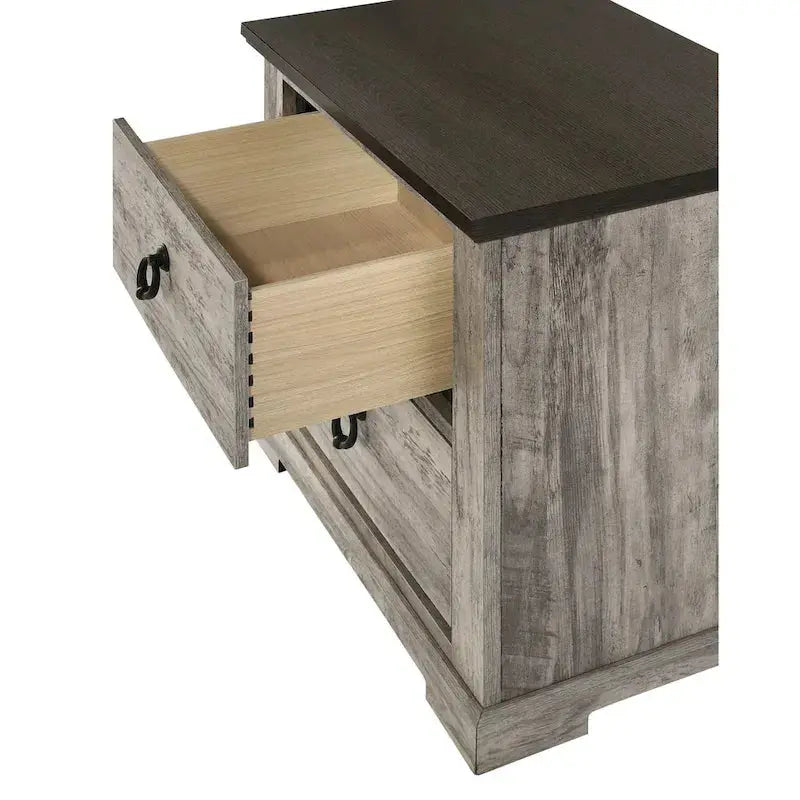 Aimon Rustic Gray Bedroom Set 5-Piece Panel Collection with Matching Furniture