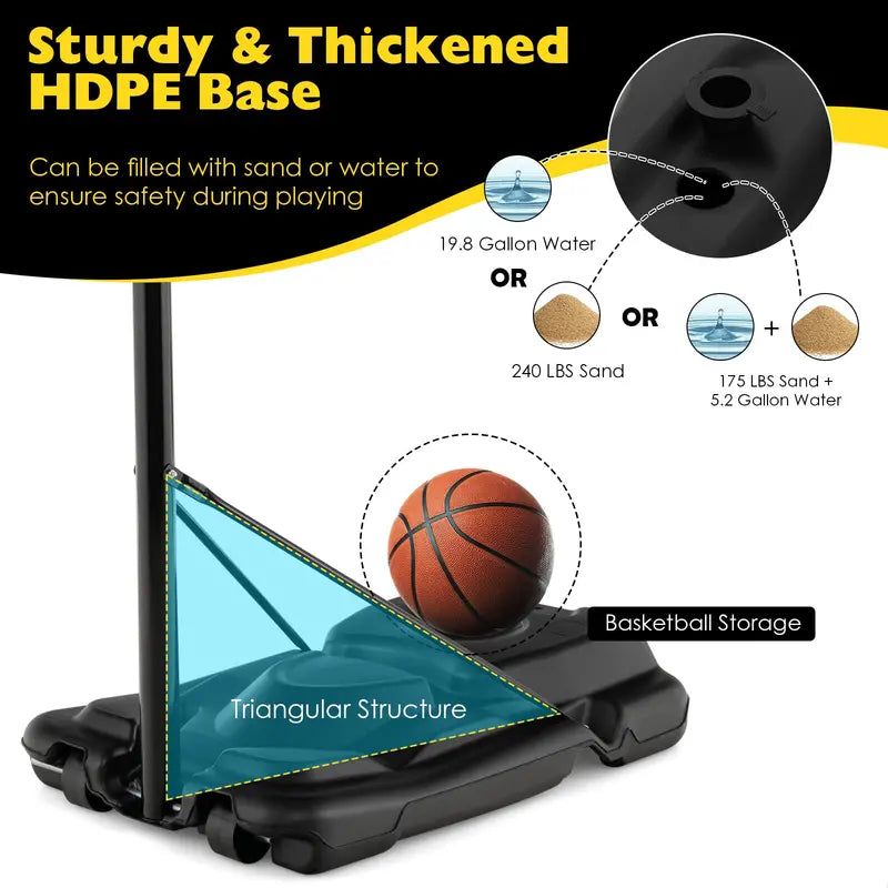 All-Environment Adjustable Basketball Hoop 12-Position Indoor/Outdoor Goal (4.2510 ft)