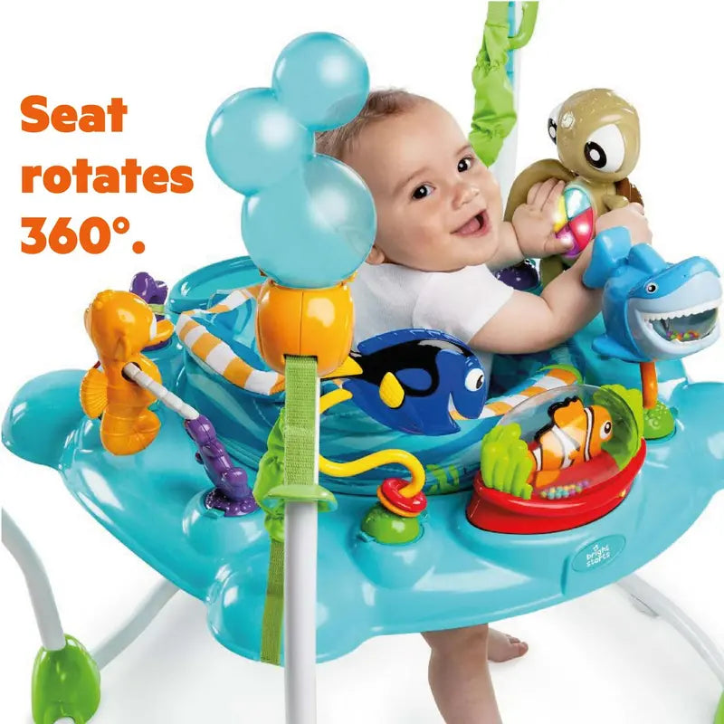 Bright Starts Disney Baby Finding Nemo Unisex Jumper, 360° Seat, 13 Activities, Adjustable Positions