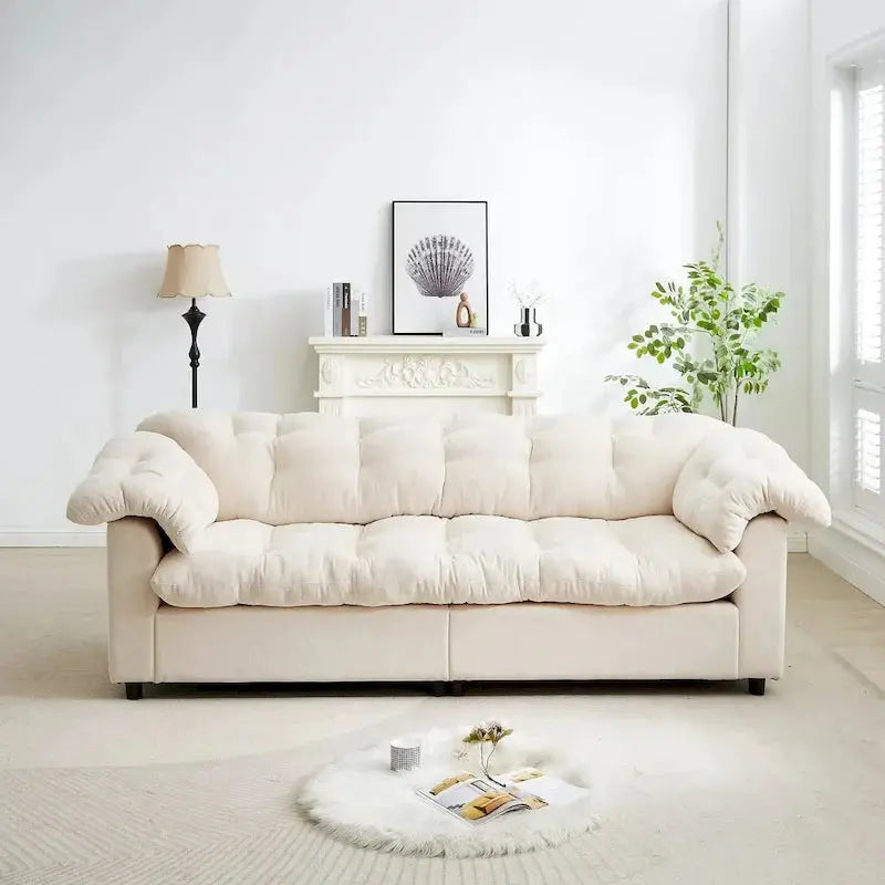 Chenille Deep-Seat Cloud Sofa — Plush Upholstered Comfort Sofa with Extra-Soft Backrest and Seat Cushions
