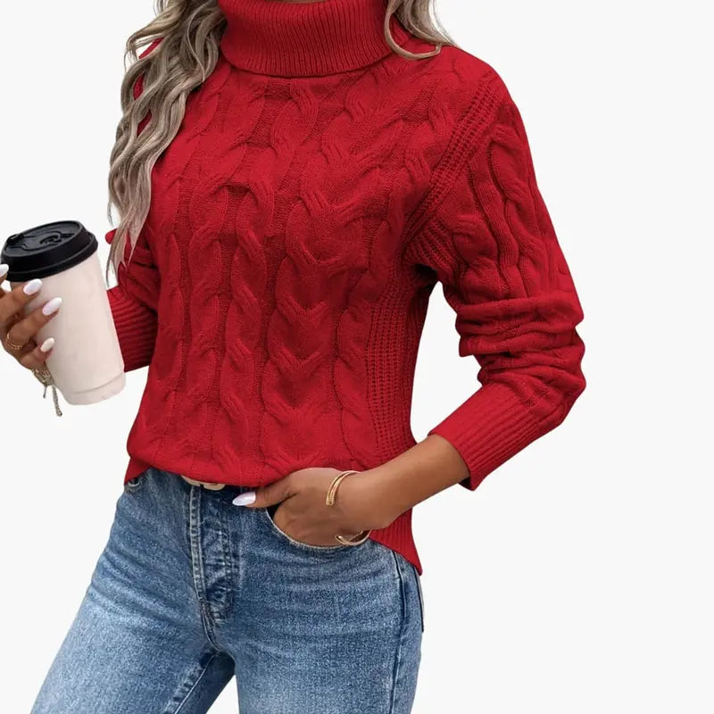 Women’s Traditional Cable-Knit Turtleneck Sweater