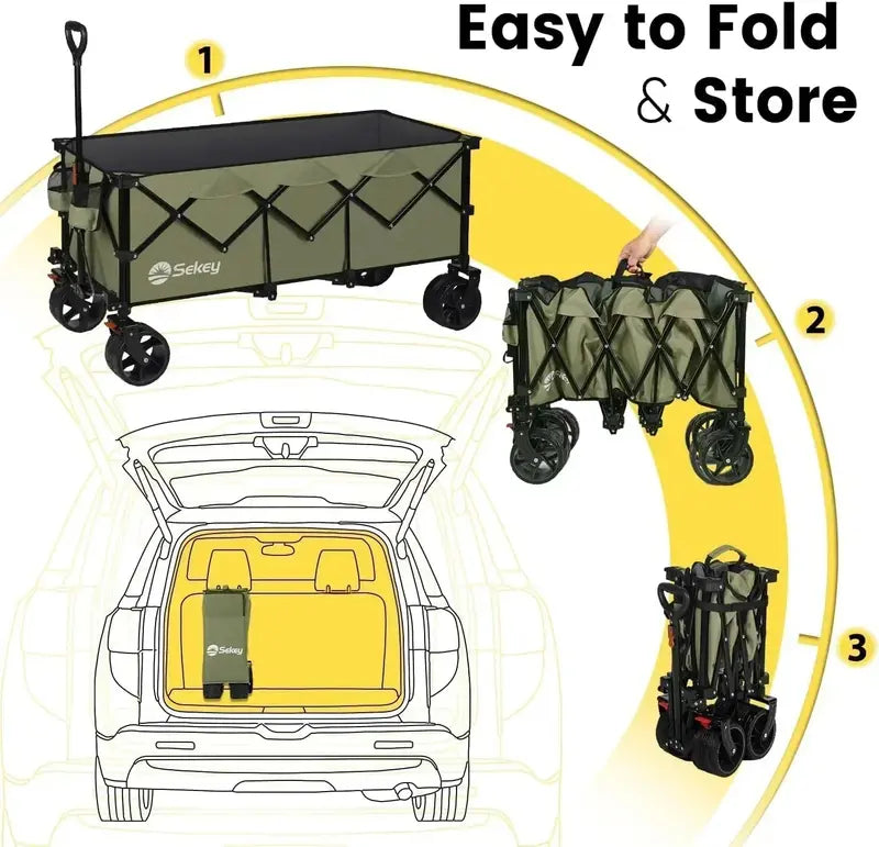Sekey 48¡å Extended Folding Travel Cart 440 lb Load Rating, Multi-Use Garden & Transport Solution
