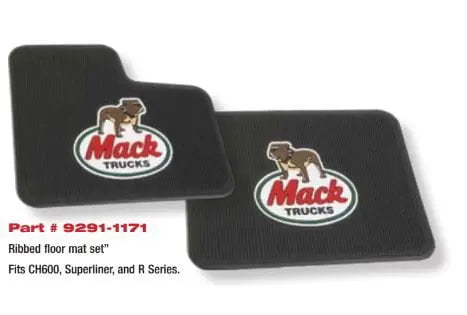 Mack Truck OEM Black Rubber Floor Mats / Dog Logo CH600 Superliner and R Series