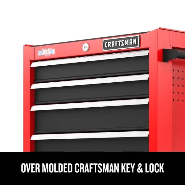 2000 Series Red Rolling Cabinet 26-in Wide × 36.5-in Tall Five-Drawer Steel Storage Unit