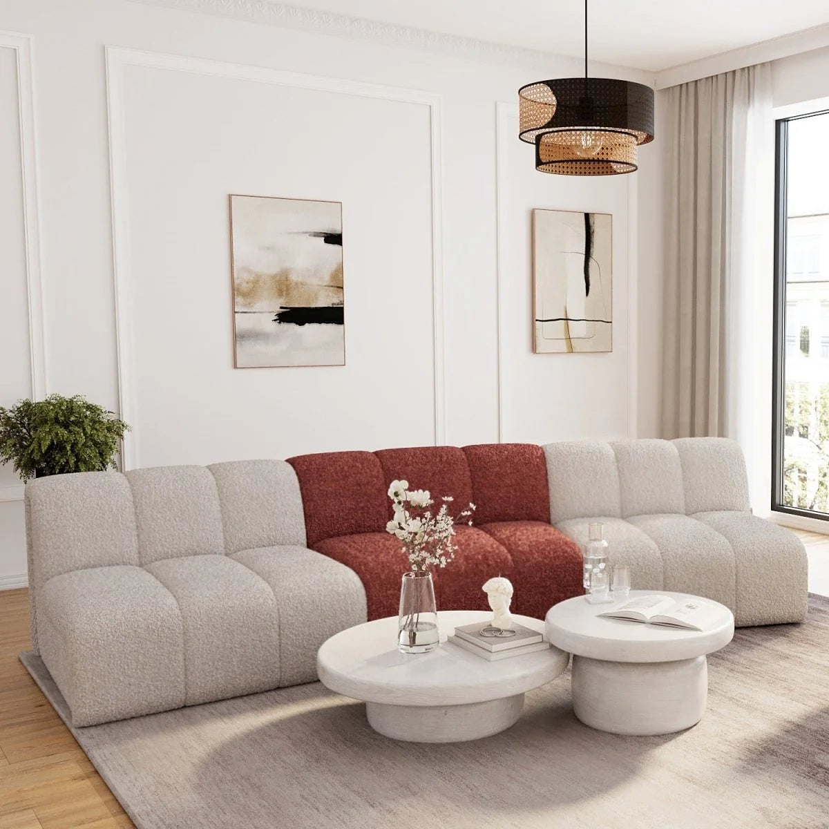 Chauffeuse d angle pour canap modulable en tissu bouclette rose H l ne