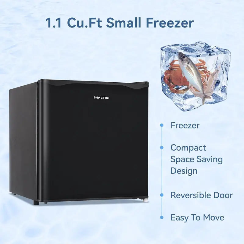 BANGSON Upright Freezer with Removable Interior Shelf Compact Black Frost-Free Storage